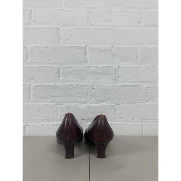 Bandolino Women's Open Toe Slip On Kitten Heel Pump Leather Wine Size US 6 - Picture 3 of 6